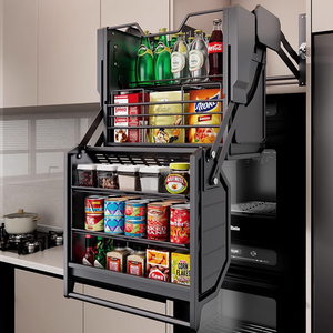 HNOSS Système de levage de cuisine Organisateur de panier de levage déroulant Armoire haute hydraulique <span class=keywords><strong>Double</strong></span> panier à tirer vers le bas - Product Image 2