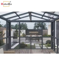 Serre de jardin extérieure 4 saisons avec structure en aluminium, véranda solaire à toit incliné, serres et jardins d'hiver pour villa et véranda