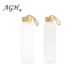 AGH Reusable BPA Free 500ml 750ml sublimation blanks Wide Mouth Wholesale Glass Drinking Water Bottles With bamboo lid