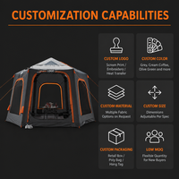 Tente de camping gonflable de luxe hexagonale portable et étanche de 2000 mm pour la famille, idéale pour le glamping en extérieur
