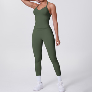 Conjunto Deportivo PASUXI para <span class=keywords><strong>Mujer</strong></span>, Talla XL, Ligero, Transpirable, Ropa Deportiva Sólida, Top Deportivo sin Espalda, con Detalles Fruncidos - Product Image 5