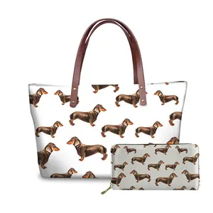 Funny Dachshund Printing Cheap Wholesale Handbags For Teen Girls Unique Designers Handbags Fashion Women Purses And Handbags