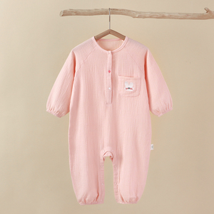 Vêtements une pièce pour bébé, vêtements de printemps et d'automne en gaze de coton pur à manches longues, broderie de dessins animés - Product Image 2
