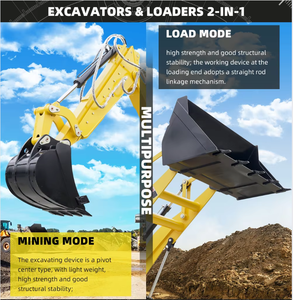 รถขุดขนาดเล็ก 4x4 มัลติฟังก์ชั่น แบบมีล้อขนาดกะทัดรัด 2-in-1 เครื่องจักรสำหรับงานดินในงานก่อสร้าง รวมฟังก์ชั่นการตักด้านหน้า - Product Image 3