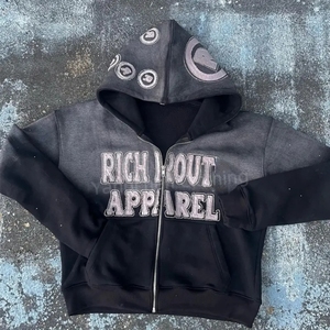 <span class=keywords><strong>Felpa</strong></span> con cappuccio da 500gsm personalizzata ricamata con Zip <span class=keywords><strong>viola</strong></span> da <span class=keywords><strong>uomo</strong></span> - Product Image 4