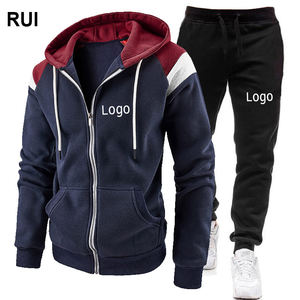 RUIQUWIN, conjunto de Sudadera con capucha informal para hombre con logotipo personalizado, pantalones de chándal con capucha a la moda, traje deportivo de invierno cálido - Product Image 1