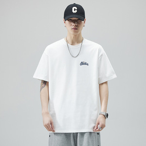 เสื้อยืดคอกลมทรงหลวมสไตล์อเมริกันสำหรับผู้ชาย ผ้าฝ้ายแท้ 260 กรัม พิมพ์ลายตามสั่ง รับดีไซน์โลโก้แบบดรอปชิปปิ้ง - Product Image 1