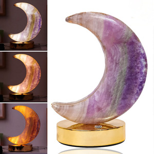Nhà Máy Giá đá quý thủ công mỹ nghệ tự nhiên Rose Quartz Mặt trăng pha lê Đèn bàn cho món quà - Product Image 3