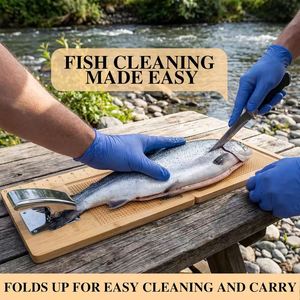 Tabla de madera plegable para limpiar y cortar pescado, tabla multiusos para desescamar y preparar pescado de mar, tabla de madera para limpiar y cortar pescado. - Product Image 2