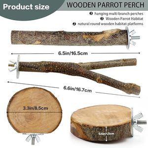 8 Stück Naturholz Vogel Barsch Holz Papagei Barsch Stand Gabel Spielzeug hängen Multi-Branch Barsch Plattform Hängematte Schaukel Spielzeug - Product Image 2