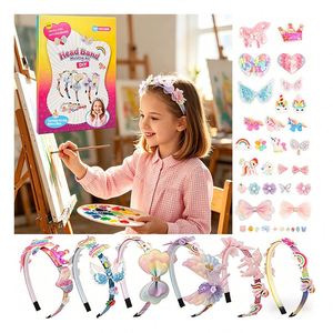 Kit d'accessoires de coiffure DIY pour enfants, avec autocollants sirène arc-en-ciel à paillettes, serre-tête, jouet créatif, cadeau de fête - Product Image 2