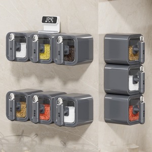 <b>Wall</b> Mounted Spice Container Set Airtight Kitchen Seasoning Jar With <b>Digital</b> <b>Clock</b> For Solid Condiments M Size - Product Image 3