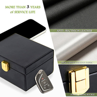 Boîte à clés en cuir PU avec logo personnalisé, blocage du signal RFID, étui de rangement pour clés de voiture, fermoir doré, porte-clés, maison, bureau, antivol, portable