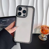 Casing Ponsel Akrilik Berlian Edge Diamond Cocok untuk Apple 17 Promax Diamond Set Case iPhone 16 Transparan DIY Pelindung Ponsel