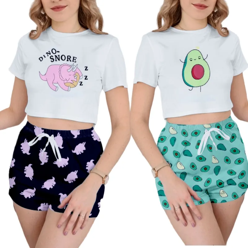 2 mảnh T-Shirt và quần short Homewear đồ ngủ của phụ nữ