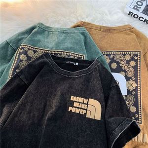 T-shirts graphiques personnalisés, impression au dos pour hommes, style vintage, lavage vintage, 270 g/m², 100 % coton tricoté, surdimensionné - Product Image 6