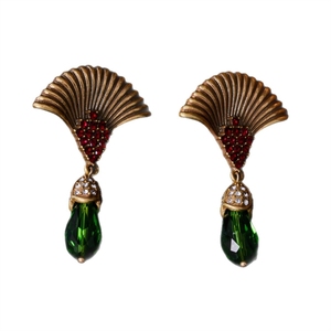 Pendientes Vintage con Hoja de Ginkgo, Estilo Corte, Resistentes y Versátiles, con Cristal Artificial en Forma de Abanico Pintado con Esmalte - Product Image 5