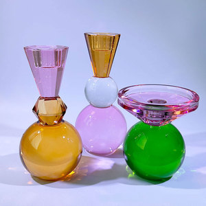 Temizle taşınabilir kristal mumluk ev dekorasyon için kesim cam şamdan için yemek masası zarif fener & kavanoz tutucu - Product Image 2