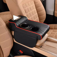 Couvre-accoudoir de voiture en cuir avec boîte à mouchoirs, porte-gobelet, coussin d'accoudoir multifonctionnel, accessoires universels pour voiture
