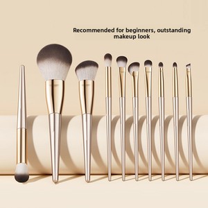 Juego de 10 <span class=keywords><strong>Brochas</strong></span> de Maquillaje con Cerdas de Fibra Sintética Suave, <span class=keywords><strong>Brochas</strong></span> Cosméticas para Rostro y Ojos, Kit Completo de Alto Brillo para Principiantes - Product Image 2