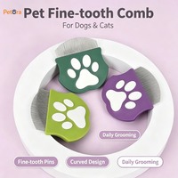 Brosse anti-puces à dents fines Petora, motif patte de dessin animé, écologique, pour chats et chiens, usage domestique et toilettage