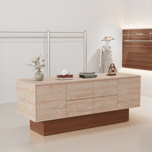 Comptoir de réception moderne noir avec console et tiroirs de rangement pour hall d'entrée de magasin de détail - Product Image 1