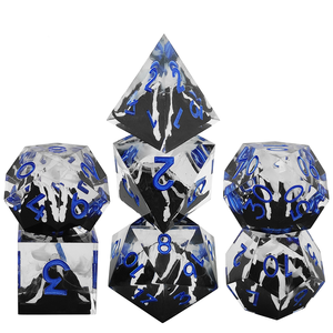 Ensemble de dés polyédriques Feeron HS personnalisés avec logo, 7 pièces, en résine écologique durable, thème aventure pour adultes, fleurs roses - Product Image 3