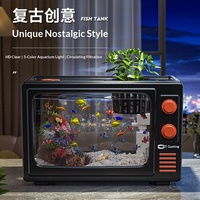 Aquarium 2026 en matériau de qualité avec filtre 3-en-1 et éclairage LED - 2 tailles, 2 couleurs - Kits Luxe et Basique pour Salon et Bureau