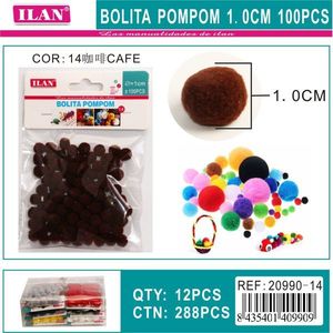 ILAN Pompon 1,0 cm couleur café, fournitures artisanales, 100 pièces - Product Image 3