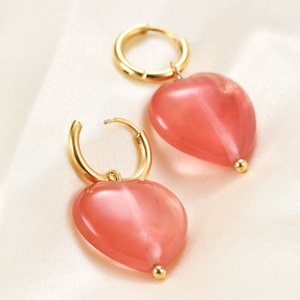 Pendientes colgantes con forma de corazón de 21mm, acero inoxidable, chapado en oro, colgante de turquesa, joyería para mujer, accesorios de moda - Product Image 4