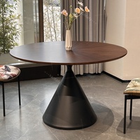 Mesa de Comedor de Madera Maciza de Estilo Moderno Francés de Mediados de Siglo, Combinación de Mesa y Sillas, Mesa de Comedor de Madera de Nogal Negro con Mosaico en Forma de Reloj de Arena