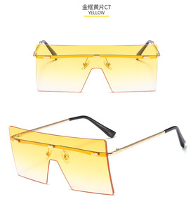 Big Bold Lunettes de soleil tendance pour hommes Lunettes sans cadre pour femmes Lunettes de soleil oversize sans monture Lunettes de soleil carrées 2023 One Piece - Product Image 2