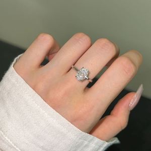 Dylam Stylish High Jewelry Rhodium Plated S925 Silver Oval Shape 8A Crushed <b>Iced</b> Out Cut Zirconia Women Wedding Engagement <b>Rings</b> - Product Image 5