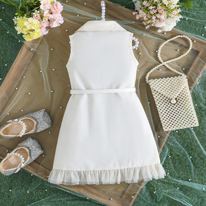 Vestido Elegante y Exquisito para Niñas, Cómodo, Veraniego, Sin Mangas, con Botones, Bolsillos y Lazos, Ropa Infantil Moderna para Fiestas - Product Image 2