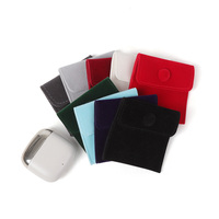 Pochette à bijoux à double face en velours long et moelleux, avec fermeture à pression, pour écouteurs et petits objets numériques