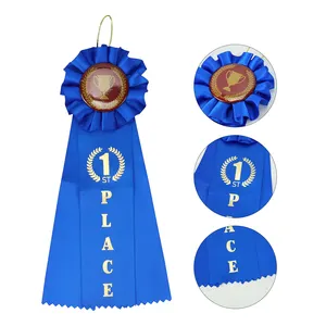 MIDI Custom Design Gold Foil Assorted Colors Saddle Up Recognition Round Rosette Ribbons Awards for Sport Competition