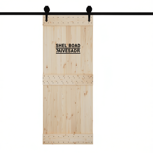 Porte de grange en pin massif Narvik 35,4x82,7 po. Porte coulissante manuelle de style ferme, intérieur non fini - Product Image 1