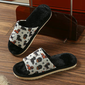 Imprimé <span class=keywords><strong>chien</strong></span> dessin animé ouvert <span class=keywords><strong>pour</strong></span> pantoufles <span class=keywords><strong>pour</strong></span> femmes hommes usage domestique transfrontalier avec <span class=keywords><strong>plancher</strong></span> en bois à fond Eva <span class=keywords><strong>pour</strong></span> printemps automne style fourrure - Product Image 2