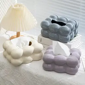 New Creative Wholesale Custom Ceramic Tissue Box Set Spherical table Napkin Holder Luxury Tissue Box