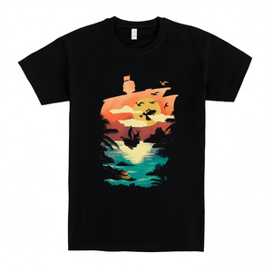 T-shirt Sea Of Shadows Nera da uomo con scollo rotondo, maglietta promozionale - Product Image 2