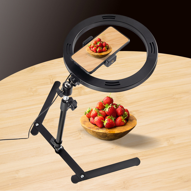 Wholesale Folding Mobile Phone Overhead Stand Tripod Desktop Live Selfie LED Fill Light Tripods Photo Video Overhead Tripod