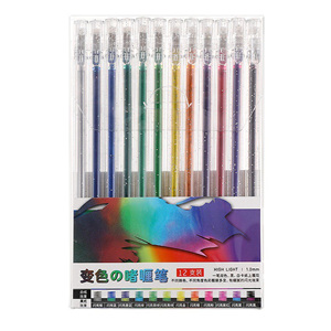 Tùy Chỉnh Kim Loại Long Lanh Gel Bút Màu Highlighter Dễ Thương Màu Sắc Thay Đổi Sáng Bóng Huỳnh Quang Gel Bút - Product Image 5