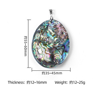 Pendentif en forme de goutte d'eau en coquille d'ormeau naturelle, double face, avec breloque en coquille de Paua, attache argentée pour la fabrication de colliers et bijoux - Product Image 1