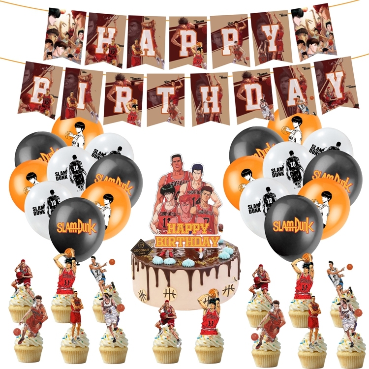 Basketball Geburtstags Banner – Happy Birthday Deko, 13 Buchstaben & Basketball-Motive