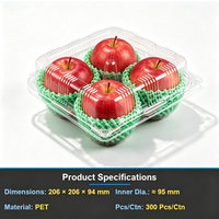Groothandel 4-delige voedselveilige PET transparante clamshell fruitverpakking wegwerp plastic doos voor appels, peren, avocado's