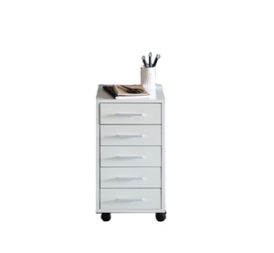 Modern Home Office Mobile Filing File Cabinet Rollcontainer Drawer Cabinet Movable Five Drawer Office Cabinet with White Color