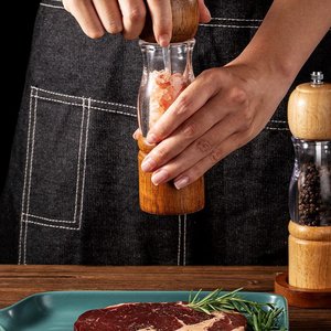 Molinillo de Sal y Pimienta de Madera de Caucho Natural al por Mayor 2026, Molinillo de Cocina de Cerámica Vintage de 8 <span class=keywords><strong>Pulgadas</strong></span> - Product Image 3