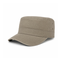 Casquette de cadet en coton lavé, style vintage, à dessus plat, chapeau de patrouille réglable unisexe, chapeau de soleil d'extérieur, logo brodé personnalisé