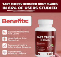 Capsules de cerise à base de plantes OEM 4000mg équivalent, antioxydant naturel, favorise la récupération des articulations et des muscles, 60 capsules, marque privée pour adultes