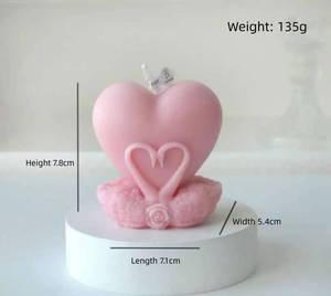 Ensemble de bougies parfumées artisanales modernes en forme de cœur, design rose, bougie votive romantique en cire de soja, Saint-Valentin, mariage, Noël - Product Image 6